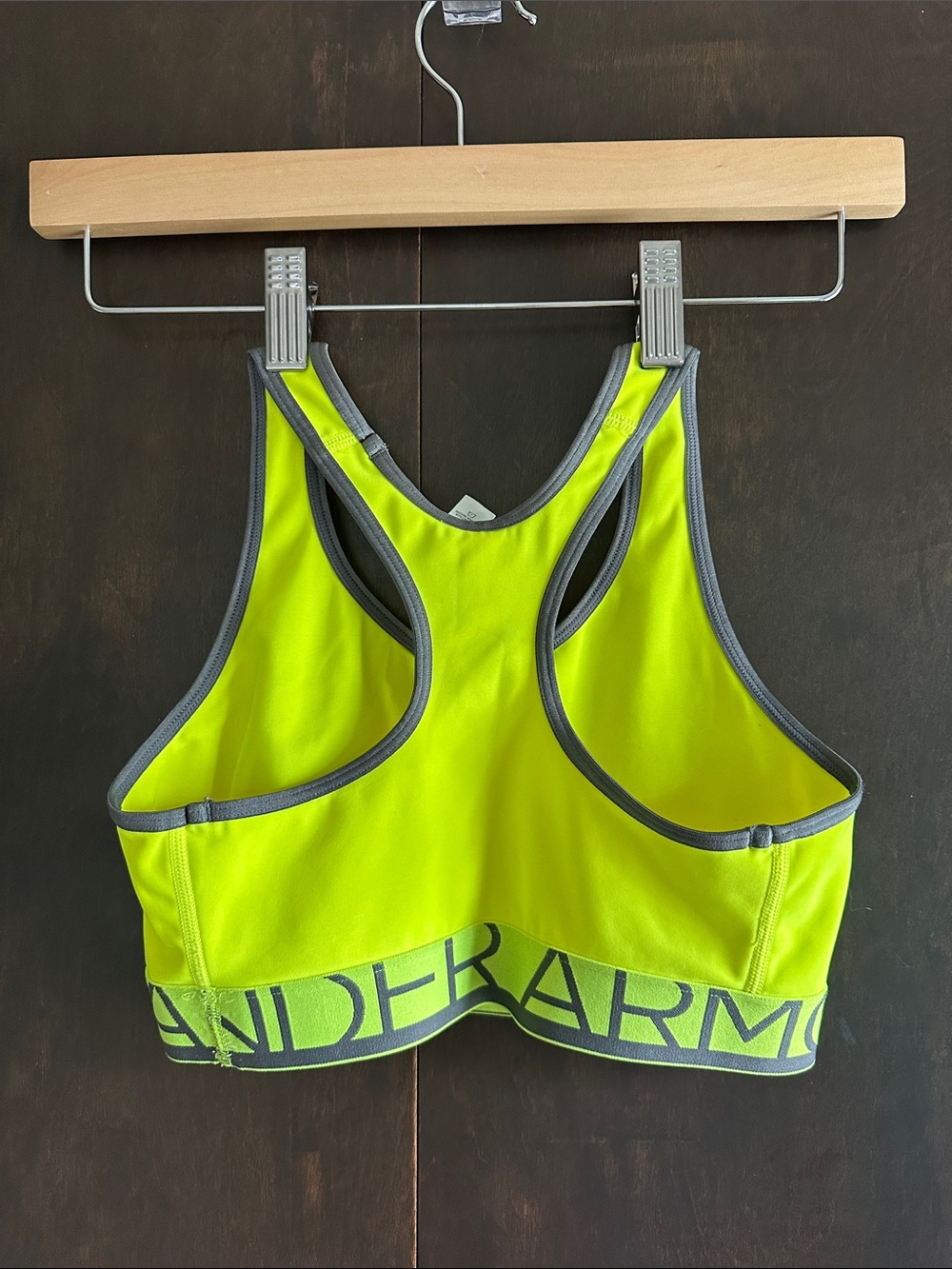Under Armour Neon Yellow and Gray Racerback Sports Bra - Picture 4 of 5